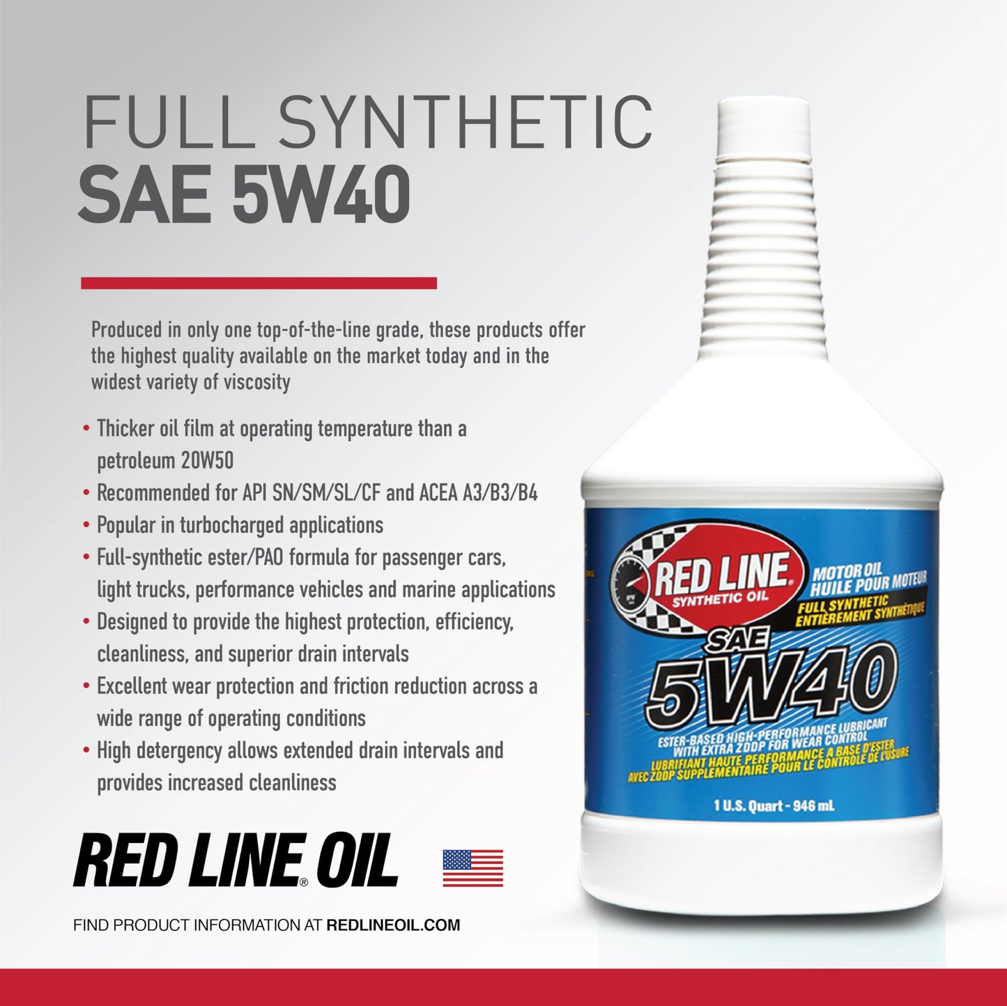 Red Line Full Synthetic 5W40 Motor Oil